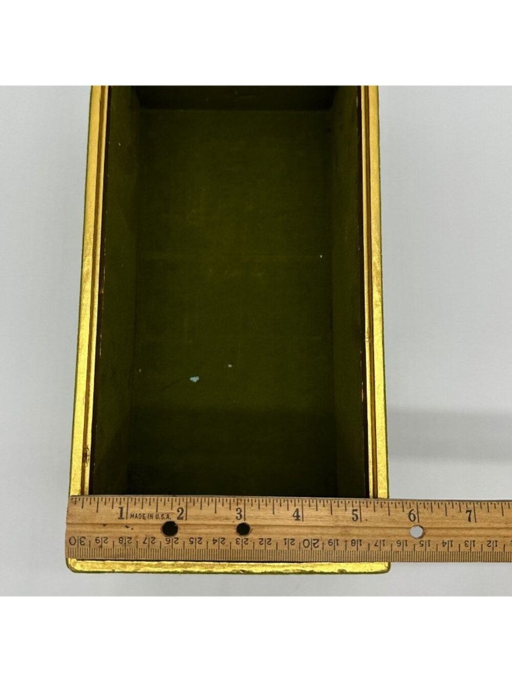 Vintage Faberge Avocado Green Velvet Box Mid Century Riser Storage Container 70s - Picture 9 of 10